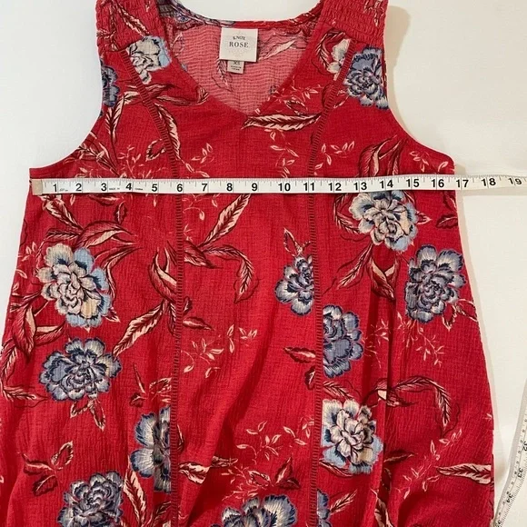 Knox Rose Women's Tank Top Size XS Boho Blouse Red/Blue Floral Sleeveless - Picture 7 of 7